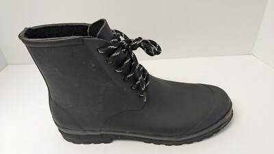 Madewell Lace-Up Rain Boots, Black, Women's 11 M