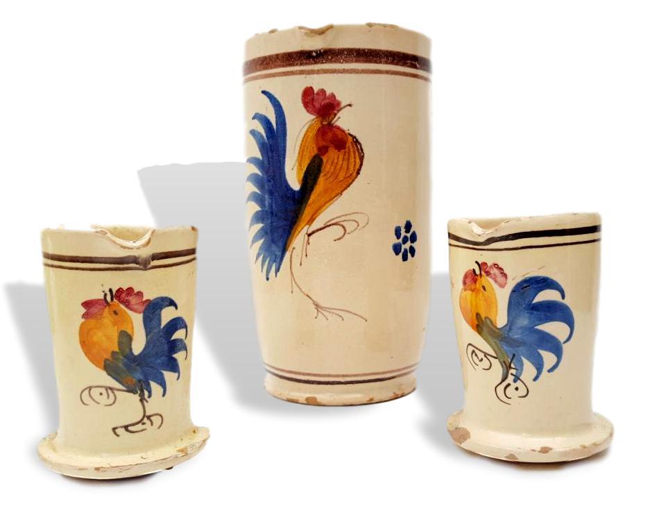 Jarra E Vasos Cerámica De Grottaglie Años 40 Gallo Vintage
