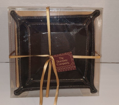 Bombay Company Set of 2 Faux Leather Coin Trinket Trays NEW