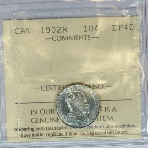 Canada 1902H Dime ICCS Certified EF40