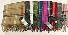 UNISEX 100% Acrylic Scarf Vintage Big Plaid 70" X 11"  Super Soft MADE IN ITALY