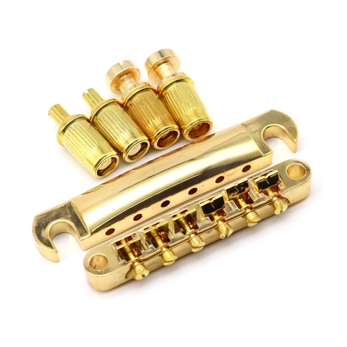 1 Set 6 String Guitar Tune-O-Matic Bridge Tailpiece for Les Paul Guitar Gold