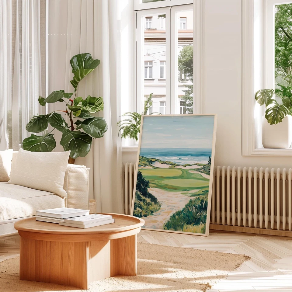 Coastal Golf Course on Ocean Wall Art Print - Image 3 of 4