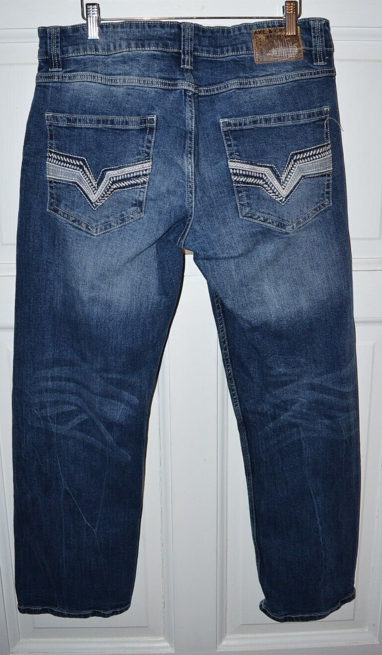 Axe And Crown Mens 32x27 Boot Slim Denim Jeans Embroidered used eBay
