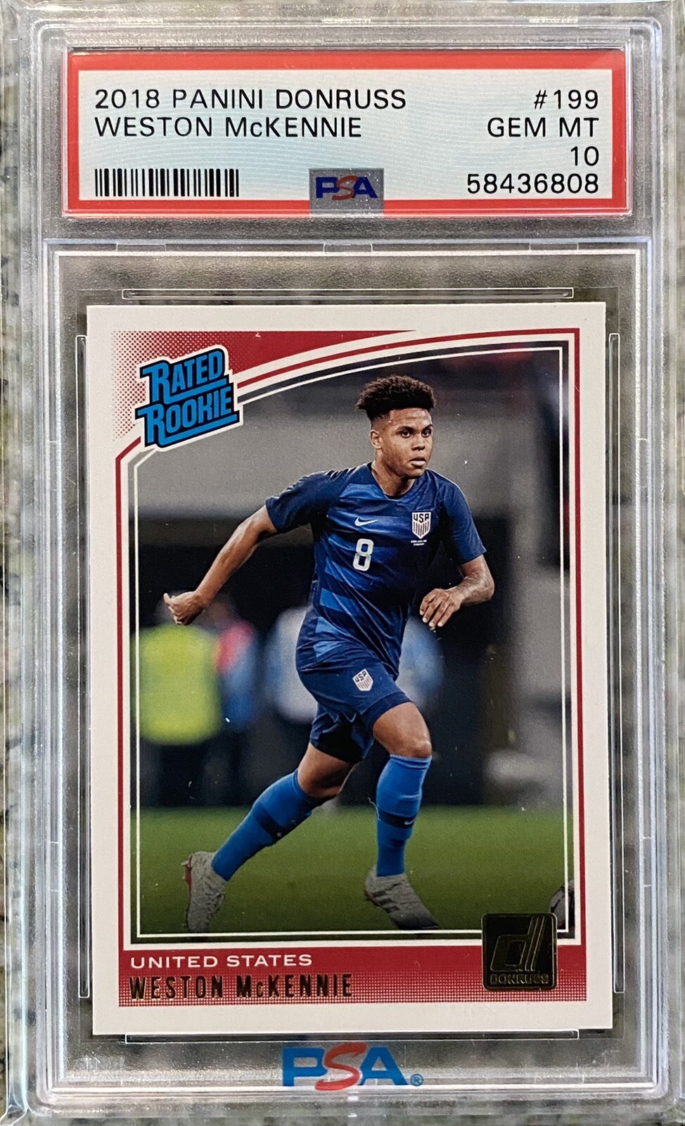 2018 PANINI DONRUSS WESTON McKENNIE RC #199 | PSA 10 | USMNT Rookie Card