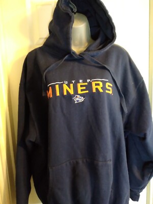 Miners U T E P Hoodie Blue Drawstring Pockets Sz XL University 