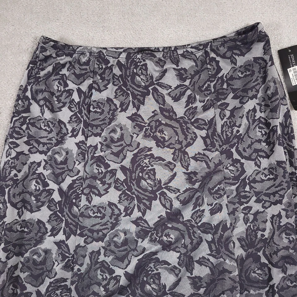 复古 Jones New York Studio 针织拉弹力腰中裙女式 L 花卉 — 第 3/4 张图片