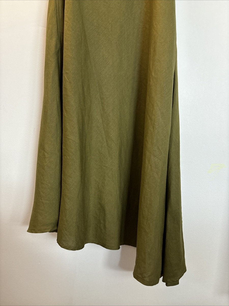 Ashley Stewart Size: 14 Dress Olive Green Maxi Dress short sleeve. rayon  blend | eBay