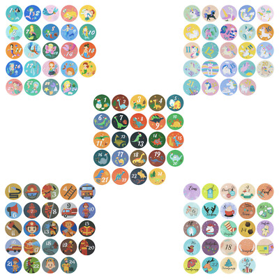 24 Adventskalender Sticker Zahlen Aufkleber für Weihnachten Basteln - wählbar