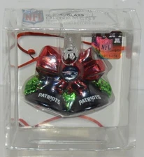 Boelter NFL Blown Glass Holiday Glitter Bells New England Patriots Licensed