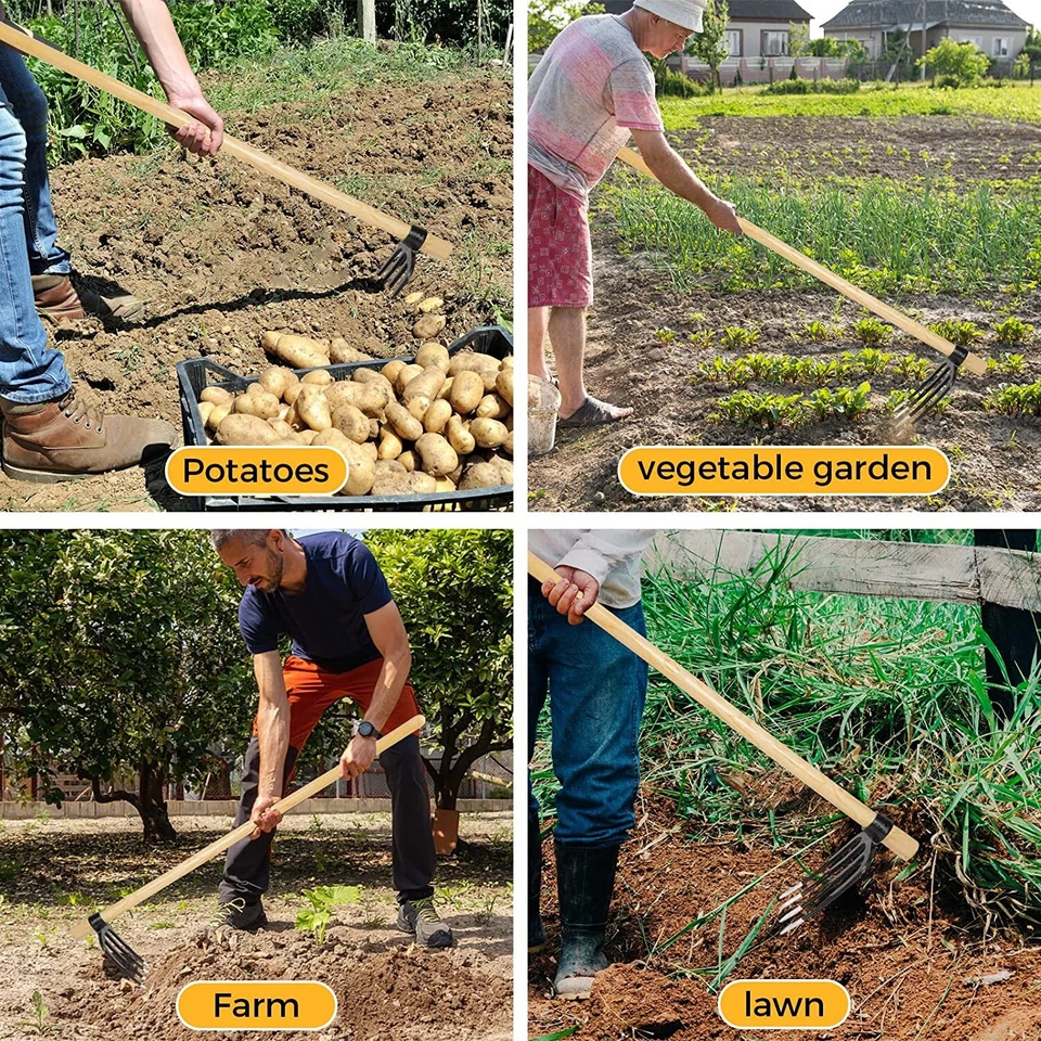 Azada de jardín de ojo redondo de alta resistencia - excavación de suelo afilada a mano de acero de alto carbono Foto 2 de 4
