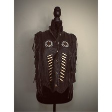 Hot Leathers Women’s Embellished Leather Fringe Vest