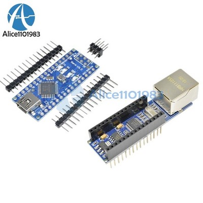 ENC28J60 Ethernet Module + USB Nano V3.0 Atmega328P 5V 16M Board #zc