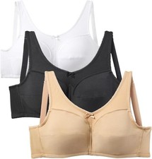 NWOT Assorted Comfort Choice 3 Pack Cotton Back Hook Wireless Bra Size 42B
