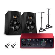 Focusrite Scarlett 4i4 Gen 4 Adam Audio Monitors Stands  Cables Included  T7V