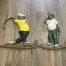 Sexton Wall Plaques 12" Cast Aluminum Golf Characters 1967/68 4 Vintage