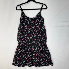 American Eagle Outfiters Black Pink/Blue Floral Dress Size 2 Spaghetti Straps