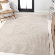 Nordby High-Low Arch Striped Ivory/Cream Indoor/Outdoor Area Rug, 8x10, Moder...
