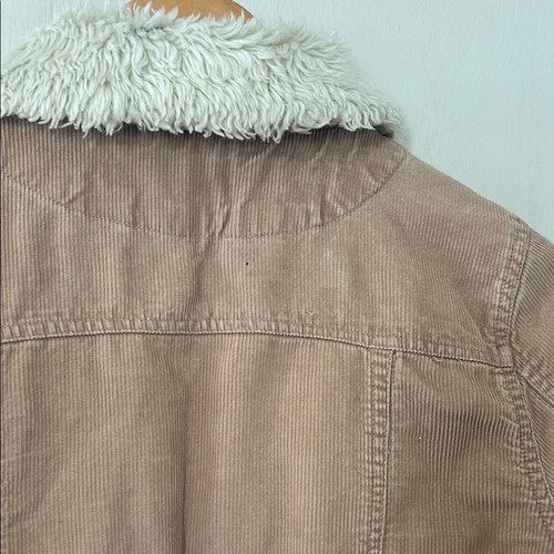 Gasoline VTG Y2K Beige Corduroy Light jacket faux fur collar youth Fit Medium - Picture 6 of 11