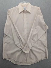 Brooks Brothers Shirt Mens 16.5 34 White Red Stripe Relaxed Fit Cotton USA