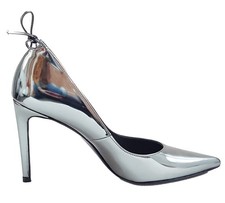 595 Designer Rare STUART WEITZMAN Women's Pewter Glass Patent Leather Pump 7