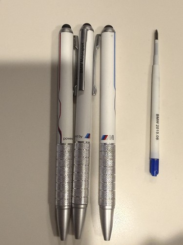 Lot of 3 BMW MotorSPort pen w/Stylus. for Touchscreens. Low ink