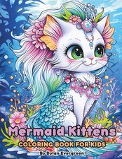 Mermaid Kittens Coloring Book for Kids: Exciting and Simple Coloring Pages in Ad