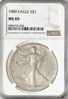 1989  $1 American Silver Eagle NGC MS69 1 Oz 0.999 Fine Bullion Coin #004