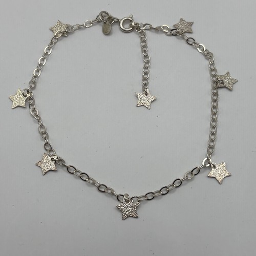 925 Sterling Celestial Star Anklet Adjustable Chain Bracelet Signed g