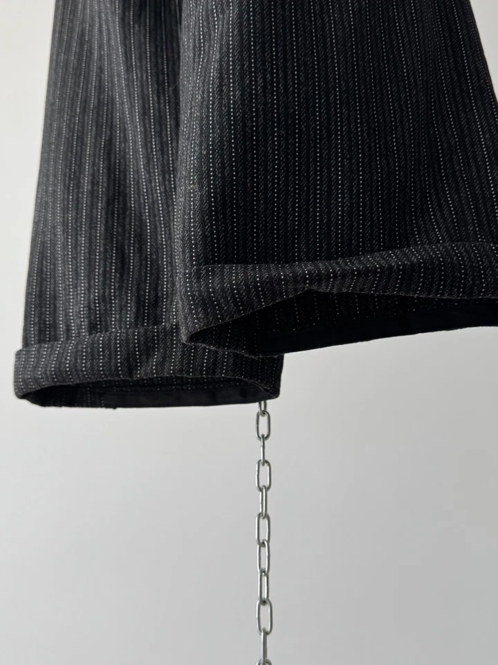 Pantalón de trabajo vintage europeo a rayas negras de los años 50 para hombre Foto 4 de 4