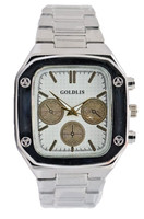 Goldlis Herren Uhr Quarz Armbanduhr Im Chrono Look 42Mm Gold Silber Analog Neu