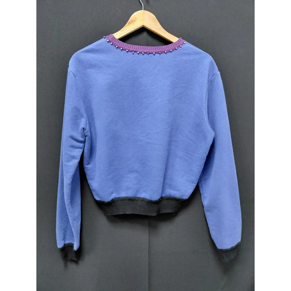 Suéter Pullover Cuello Redondo Cuentas Tallado Azul Púrpura | Talla M Foto 2 de 4