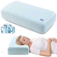 Cooling Cube Pillow for Side Sleepers, 40D High-Density Memory Foam Support H...