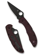 Spyderco Delica 4 Sprint Run C11BGBKP Black Plain Edge PD#1 Blade Burgundy FRN