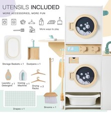 Kids Washer and Dryer Playset Wooden Laundry Pretend Play Set 32  x34  Ironing