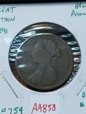 1891 Great Britain Half Penny KM#754