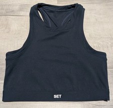 Set Active Sportbody Bra Crop Tank Women's Sz XL Navy Blue