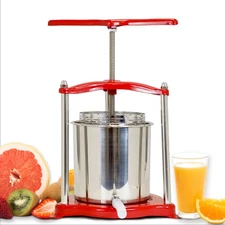 BILTEK Stainless Steel Fruit Press, Max Extraction, Large Capacity, 1.6-Gal (6L)