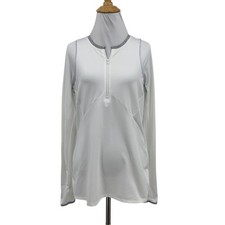 Lucky In Love Shirt Womens L Large White Mesh Panel Long Sleeve Thumbholes Golf
