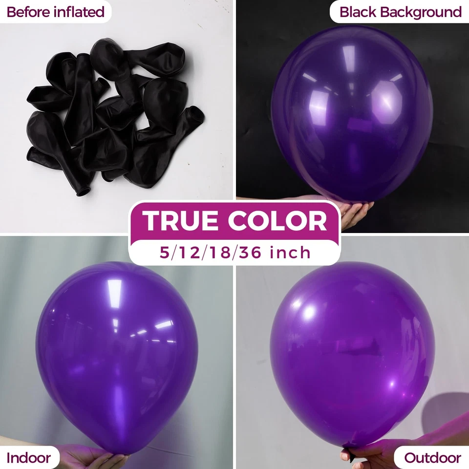 Globos grandes de látex púrpura - Paquete de 30 para graduación, Halloween, bodas, Foto 2 de 4