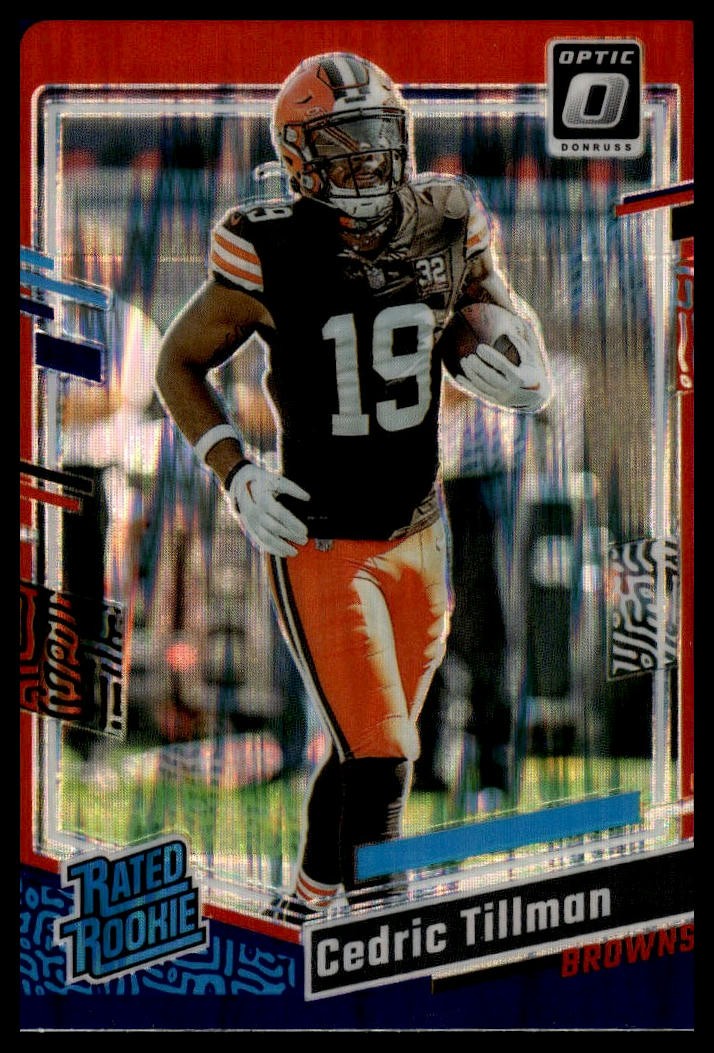 2023 Donruss Optic #224 Cedric Tillman Purple Shock RC Rated Rookie