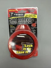 Trimax Red Heavy Duty Steel Full Collar 5th Wheel King Pin Trailer Lock TFW80HD