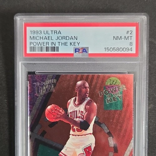 Fleer Ultra 1993-94 \*\*MICHAEL JORDAN\*\* Power in the Key Insert #2 PSA 8 Bulls
