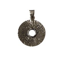 Sterling Silver Round Pendant 21mm Textured Solid 925 Nickel Free Handmade