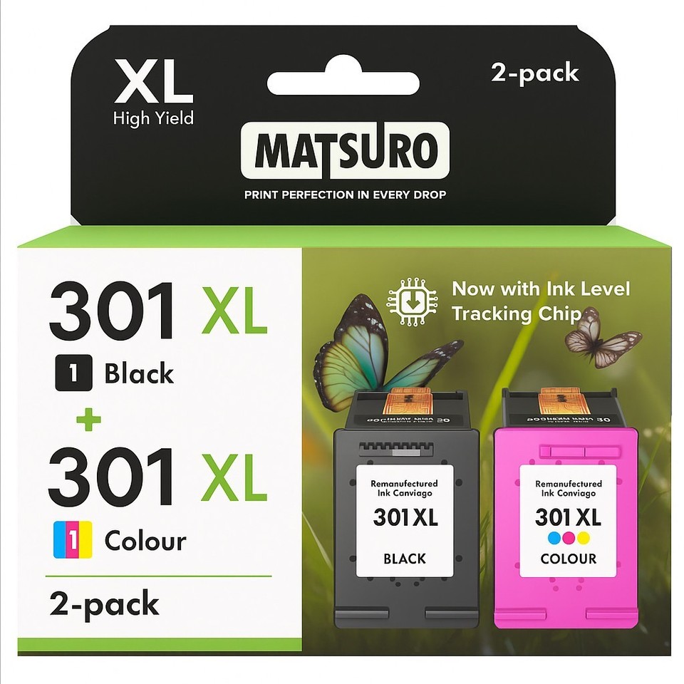 301 XL Ink Fits For HP 301 Deskjet 1000 1050 3000 2540 3050 3050A Envy ...