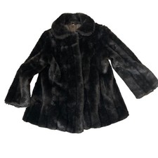 Vintage B.y. Berlon Of London Faux Fur Chocolate Brown Coat Women Winter Size 16