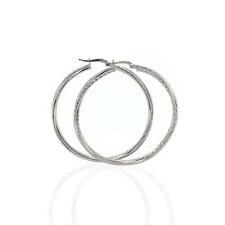 High Quality Italy 925 Sterling Silver Diam-cut Twisted Hoop Earrings All Size