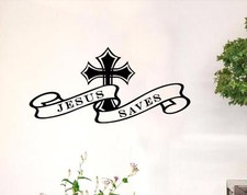 JESUS SAVES Cross Beautiful Wall Art vinyl Decal Car Window Christ God Bible