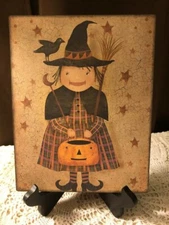 Primitive HALLOWEEN, Little Witch, Handcrafted Plaque  Sign