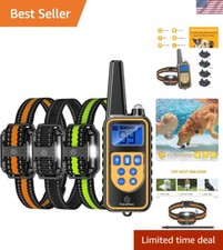 Rechargeable Remote Dog Training Collar with LED Light Vibration - 3 Collars